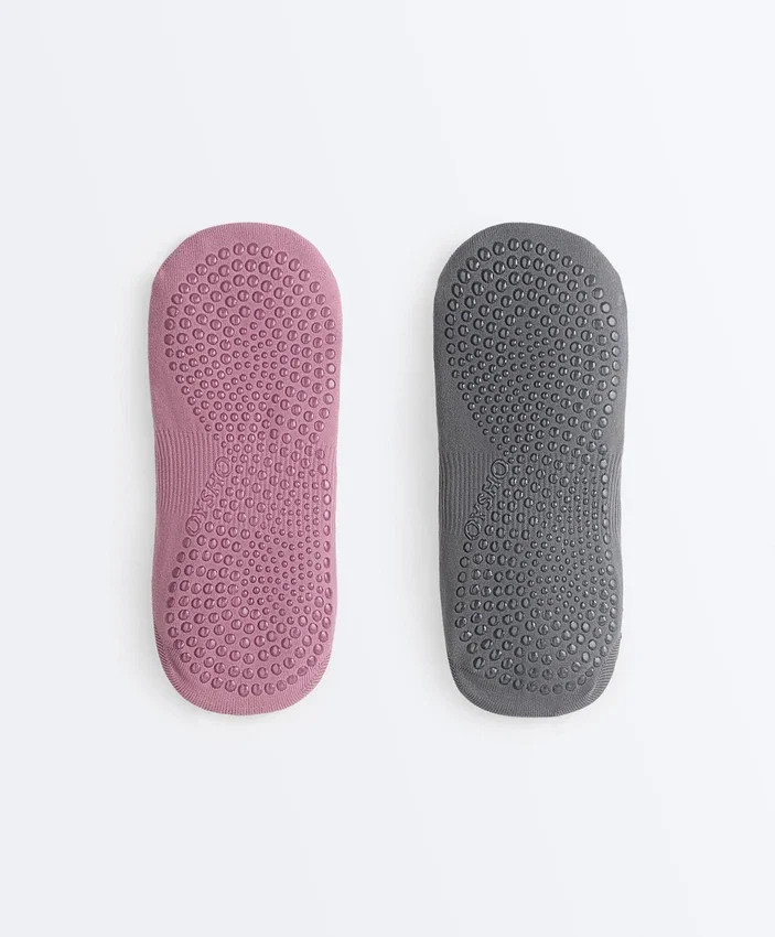 2 Pairs of Invisible Polyamide Blend Yoga and Pilates Socks with Double Straps 2 Pairs of Invisible Polyamide Blend Yoga and Pilates Socks with Double Straps