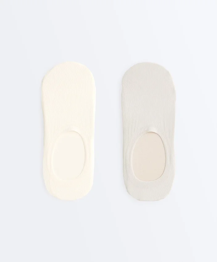 2 Pairs of Invisible Ribbed Microfibre High-Cut Socks 2 Pairs of Invisible Ribbed Microfibre High-Cut Socks