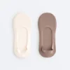 2 Pairs of Medium Cut Ribbed Cotton Blend Invisible Socks 2 Pairs of Medium Cut Ribbed Cotton Blend Invisible Socks