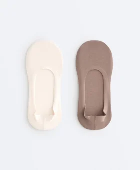 2 Pairs of Medium Cut Ribbed Cotton Blend Invisible Socks 2 Pairs of Medium Cut Ribbed Cotton Blend Invisible Socks