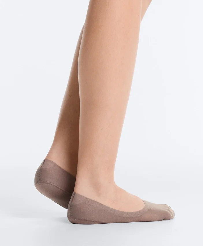 2 Pairs of Medium Cut Ribbed Cotton Blend Invisible Socks 2 Pairs of Medium Cut Ribbed Cotton Blend Invisible Socks