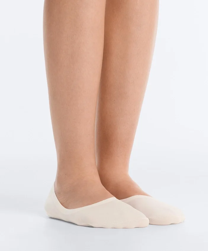 2 Pairs of Medium Cut Ribbed Cotton Blend Invisible Socks 2 Pairs of Medium Cut Ribbed Cotton Blend Invisible Socks