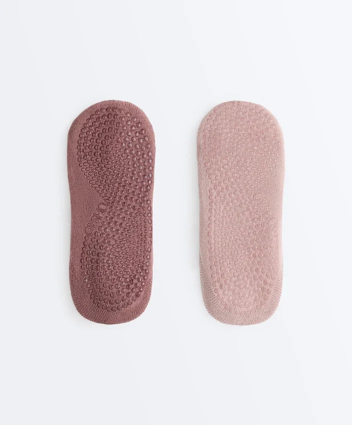 2 Pairs of Padded Cotton Blend Invisible Yoga and Pilates Socks with Wide Strap 2 Pairs of Padded Cotton Blend Invisible Yoga and Pilates Socks with Wide Strap