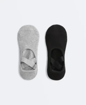 2 Pairs of Padded Cotton Blend Yoga and Pilates Socks with Crossover Straps 2 Pairs of Padded Cotton Blend Yoga and Pilates Socks with Crossover Straps