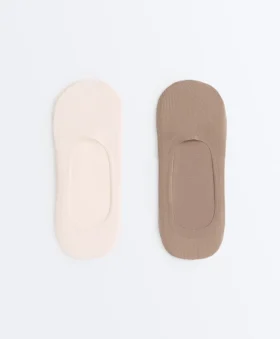 2 Pairs of Ribbed Microfibre Medium Cut Invisible Socks