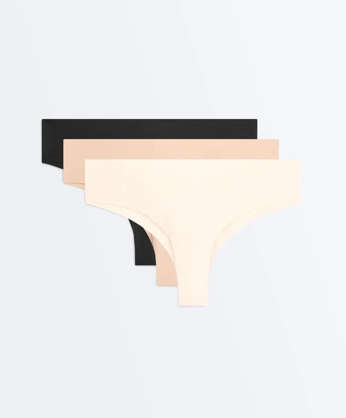 3 Invisible Cotton Blend Brazilian Briefs 3 Invisible Cotton Blend Brazilian Briefs