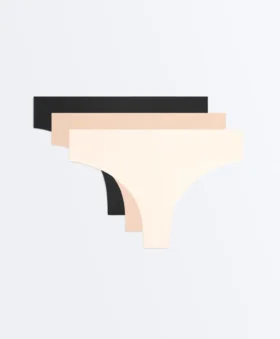 3 Invisible Cotton Blend Thongs