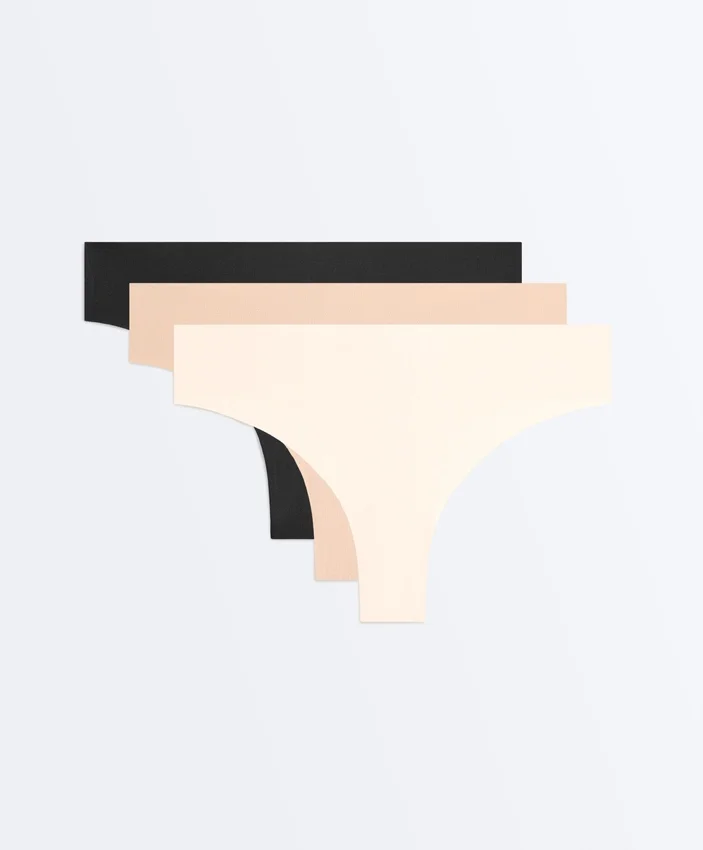 3 Invisible Cotton Blend Thongs 3 Invisible Cotton Blend Thongs