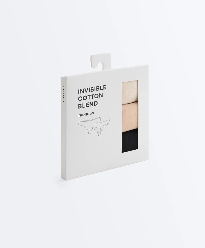3 Invisible Cotton Blend Thongs 3 Invisible Cotton Blend Thongs