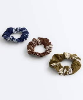 3 Large Printed 100% Cotton Hair Scrunchies