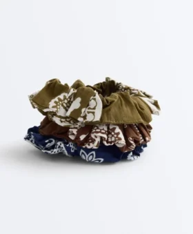 3 Large Printed 100% Cotton Hair Scrunchies