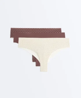 3 Laser-Cut Invisible Polyamide Blend Brazilian Briefs