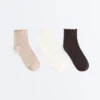 3 Pairs of Cotton Blend Quarter Socks with Curled Edge 3 Pairs of Cotton Blend Quarter Socks with Curled Edge
