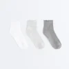 3 Pairs of Cotton Blend Quarter Socks with Curled Edge 3 Pairs of Cotton Blend Quarter Socks with Curled Edge