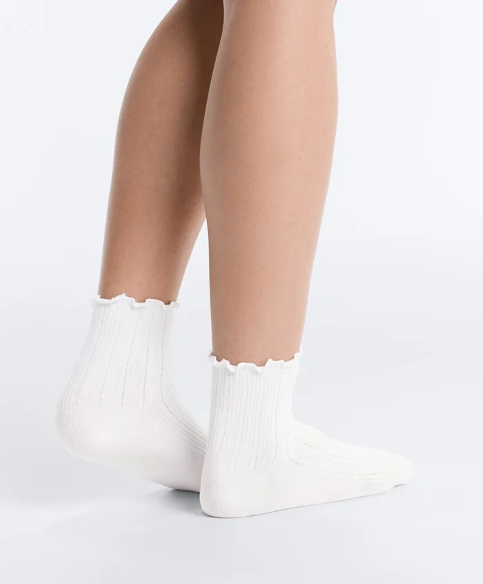 3 Pairs of Cotton Blend Quarter Socks with Curled Edge 3 Pairs of Cotton Blend Quarter Socks with Curled Edge