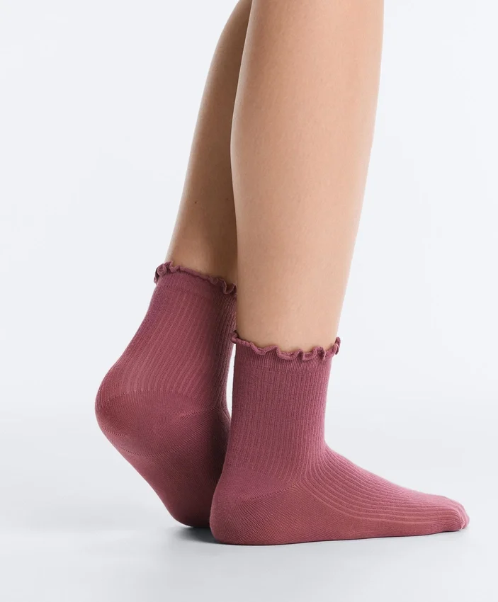 3 Pairs of Cotton Blend Quarter Socks with Curled Edge 3 Pairs of Cotton Blend Quarter Socks with Curled Edge