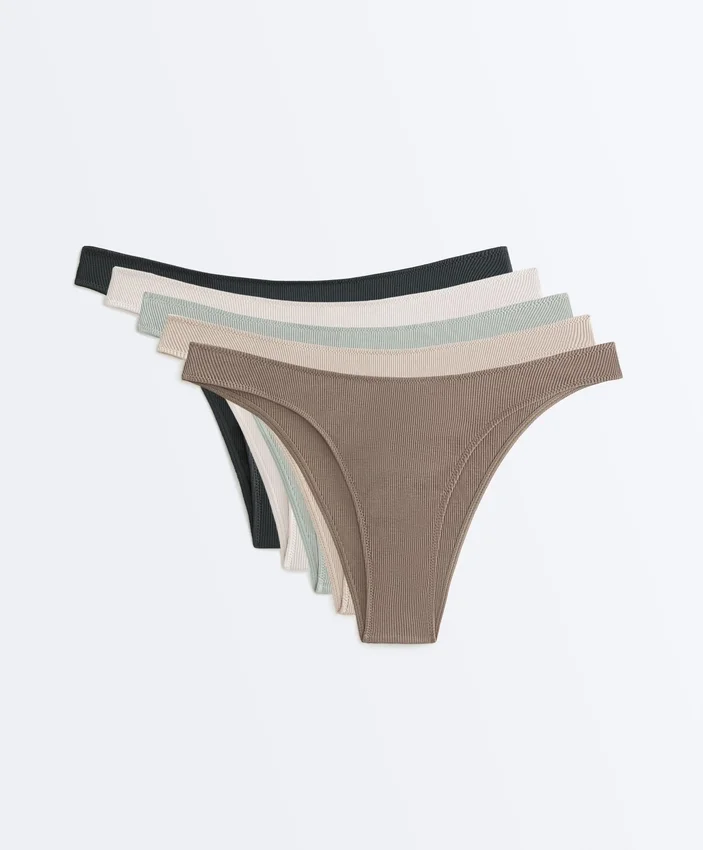 5 Cotton Rib U-Cut Brazilian Briefs 5 Cotton Rib U-Cut Brazilian Briefs
