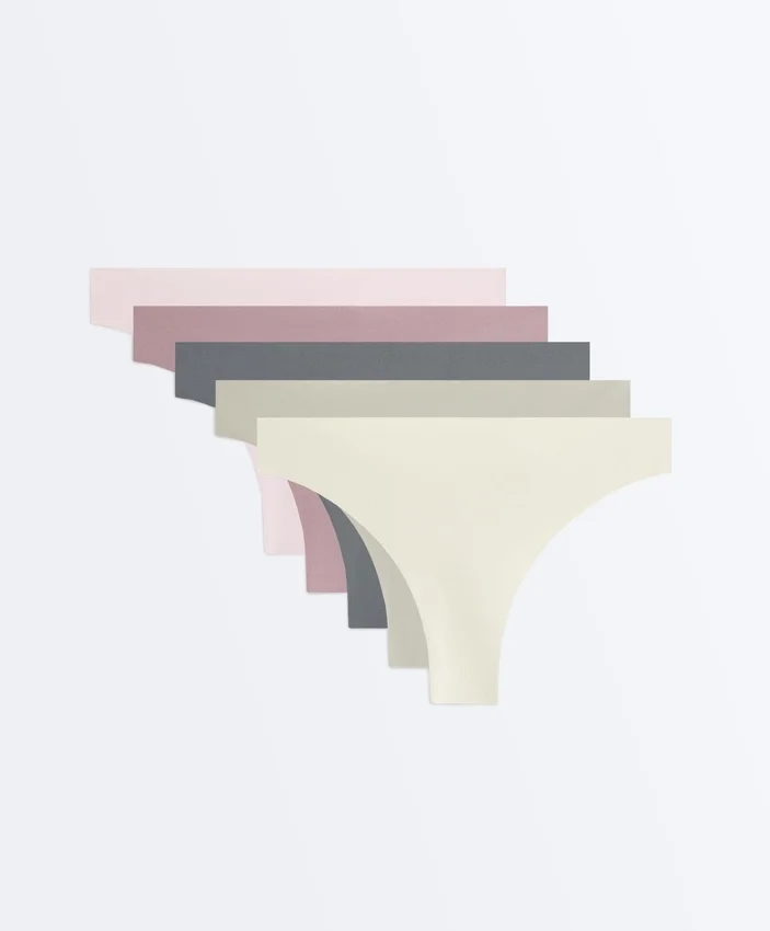 5 Invisible Laser-Cut Polyamide Blend Thongs 5 Invisible Laser-Cut Polyamide Blend Thongs
