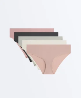 5 Lightweight Rib Polyamide Blend Invisible Laser-Cut Hipster Briefs