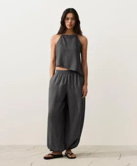 Asymmetric 100% Linen Sleeveless Top