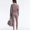 Asymmetric Neck Sweatshirt with Adjustable Waist and Soft-Touch Modal Asymmetric Neck Sweatshirt with Adjustable Waist and Soft-Touch Modal