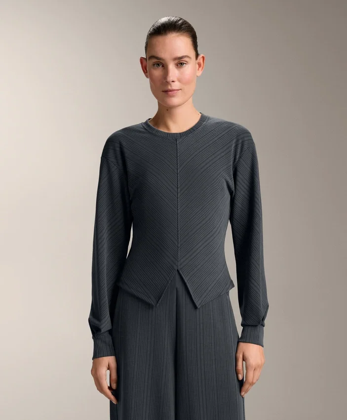 Asymmetric Stripe Sweatshirt with Modal Asymmetric Stripe Sweatshirt with Modal