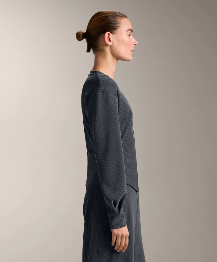 Asymmetric Stripe Sweatshirt with Modal Asymmetric Stripe Sweatshirt with Modal
