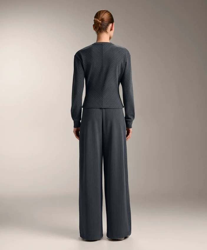 Asymmetric Stripe Sweatshirt with Modal Asymmetric Stripe Sweatshirt with Modal