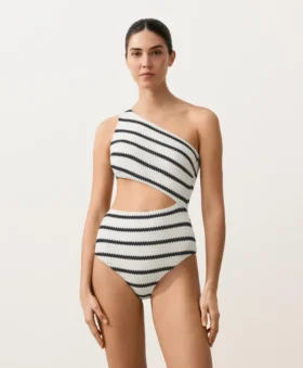 Asymmetric Striped Crochet Trikini