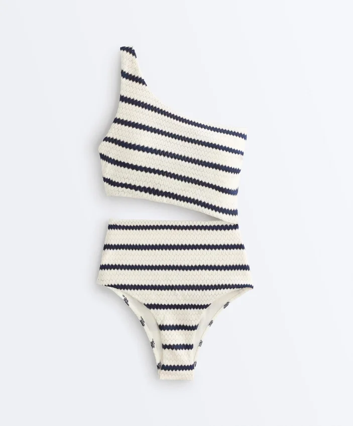 Asymmetric Striped Crochet Trikini Asymmetric Striped Crochet Trikini