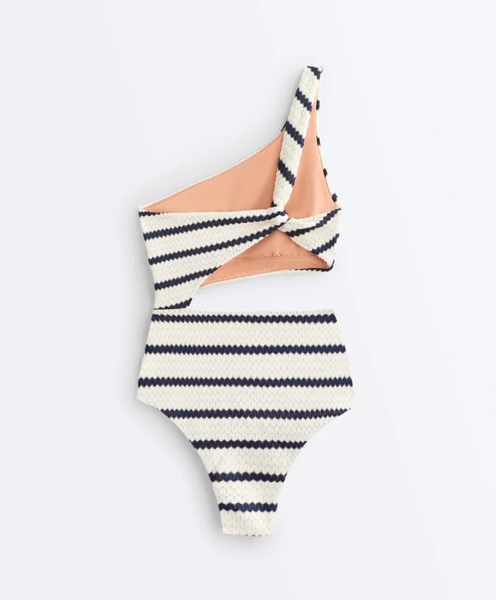 Asymmetric Striped Crochet Trikini Asymmetric Striped Crochet Trikini