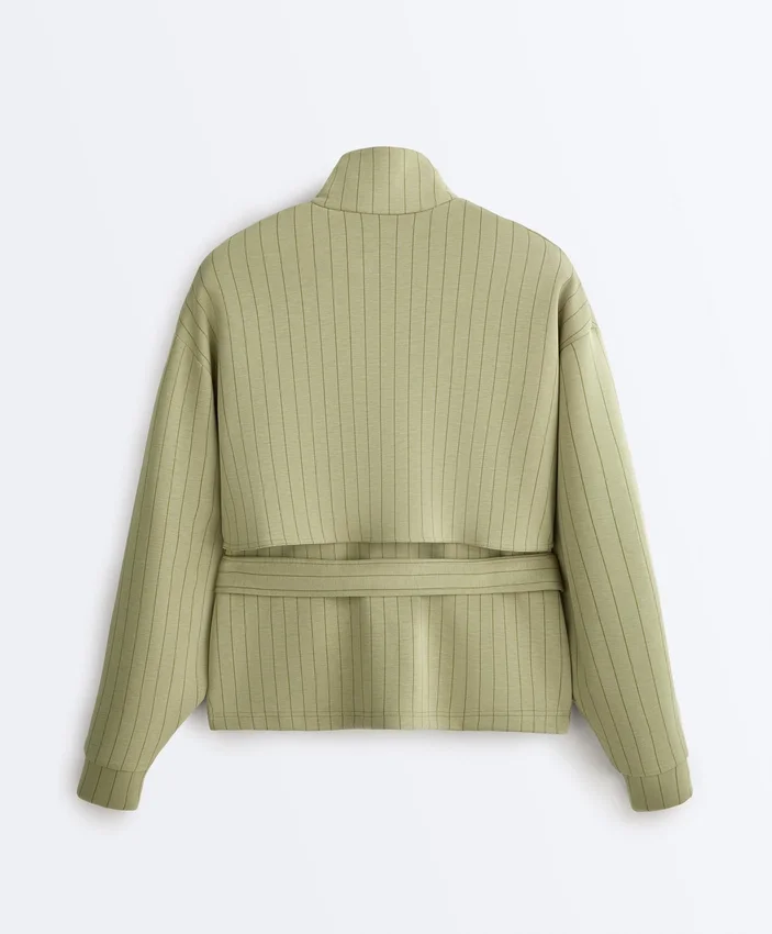 Boxy Cape Jacket with Soft-Touch Modal Pinstripe Boxy Cape Jacket with Soft-Touch Modal Pinstripe