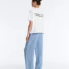 Boxy Cotton Blend T-Shirt with Slogan Boxy Cotton Blend T-Shirt with Slogan