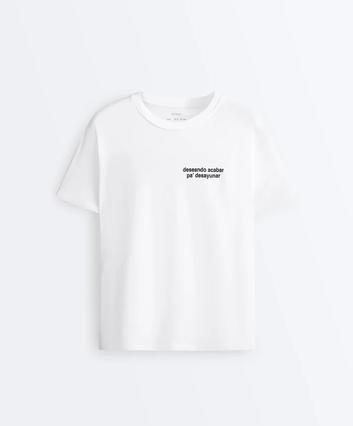 Boxy Cotton Blend T-Shirt with Slogan Boxy Cotton Blend T-Shirt with Slogan