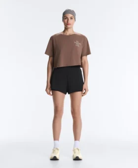 Boxy Cropped Cotton Blend Slogan T-Shirt