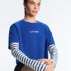 Boxy Cropped Cotton Blend Slogan T-Shirt Boxy Cropped Cotton Blend Slogan T-Shirt
