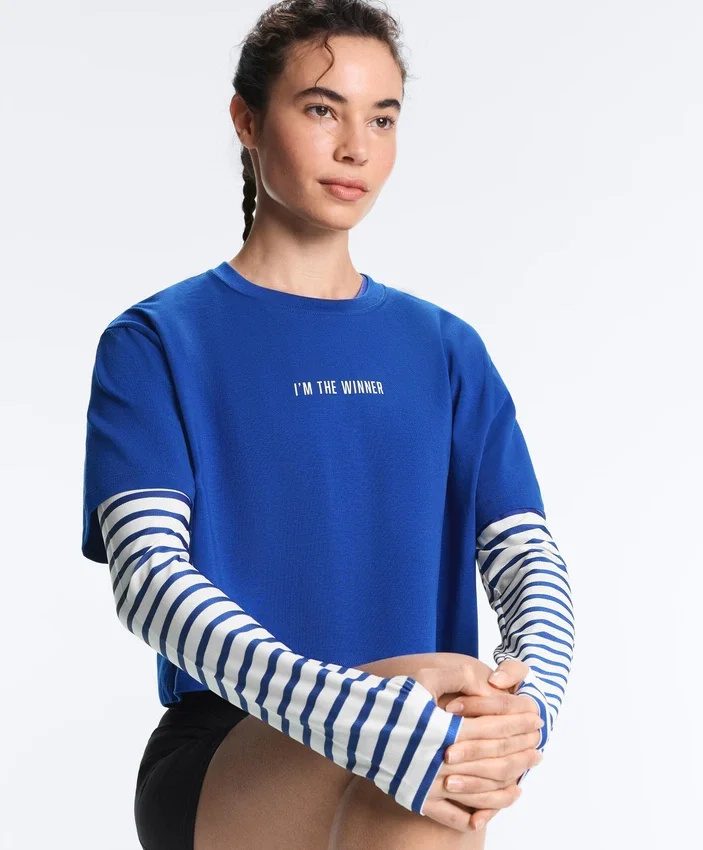 Boxy Cropped Cotton Blend Slogan T-Shirt Boxy Cropped Cotton Blend Slogan T-Shirt