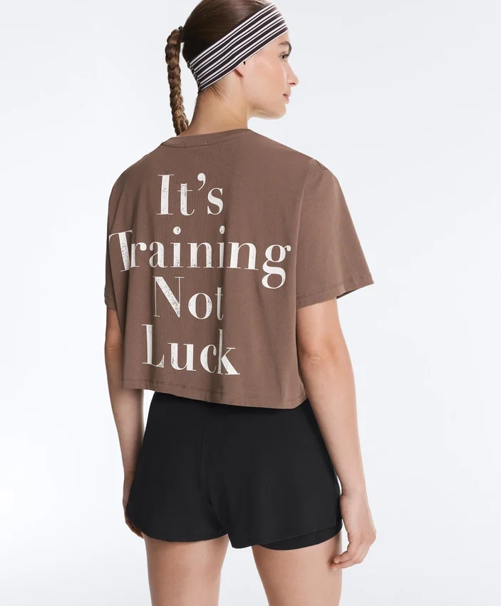 Boxy Cropped Cotton Blend Slogan T-Shirt Boxy Cropped Cotton Blend Slogan T-Shirt