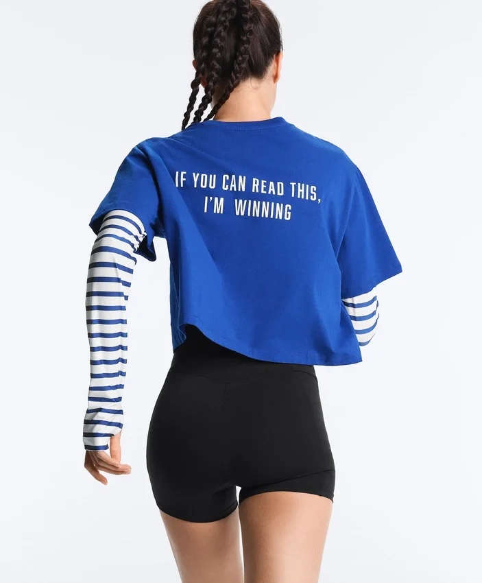 Boxy Cropped Cotton Blend Slogan T-Shirt Boxy Cropped Cotton Blend Slogan T-Shirt