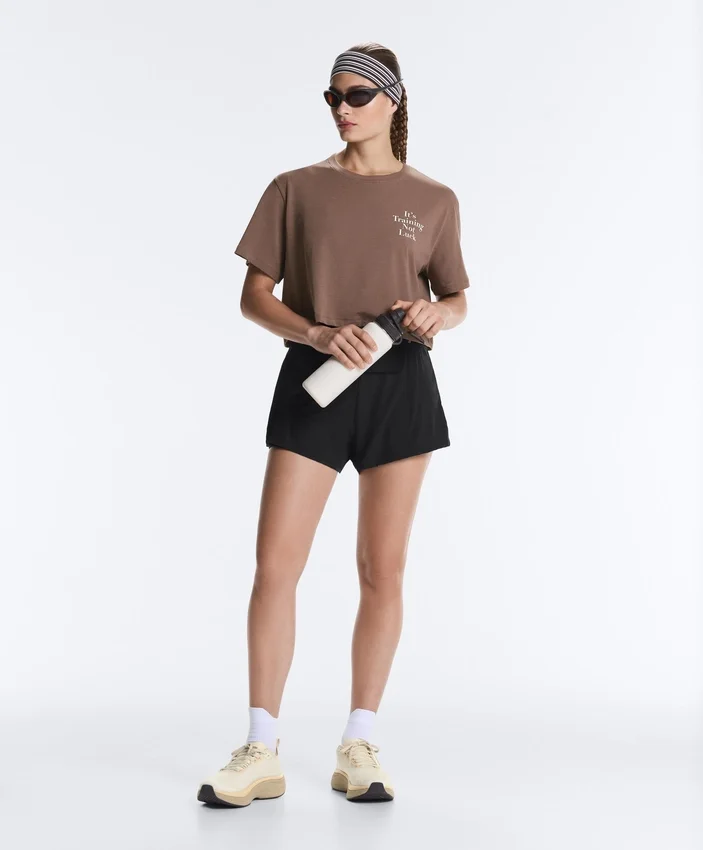 Boxy Cropped Cotton Blend Slogan T-Shirt Boxy Cropped Cotton Blend Slogan T-Shirt