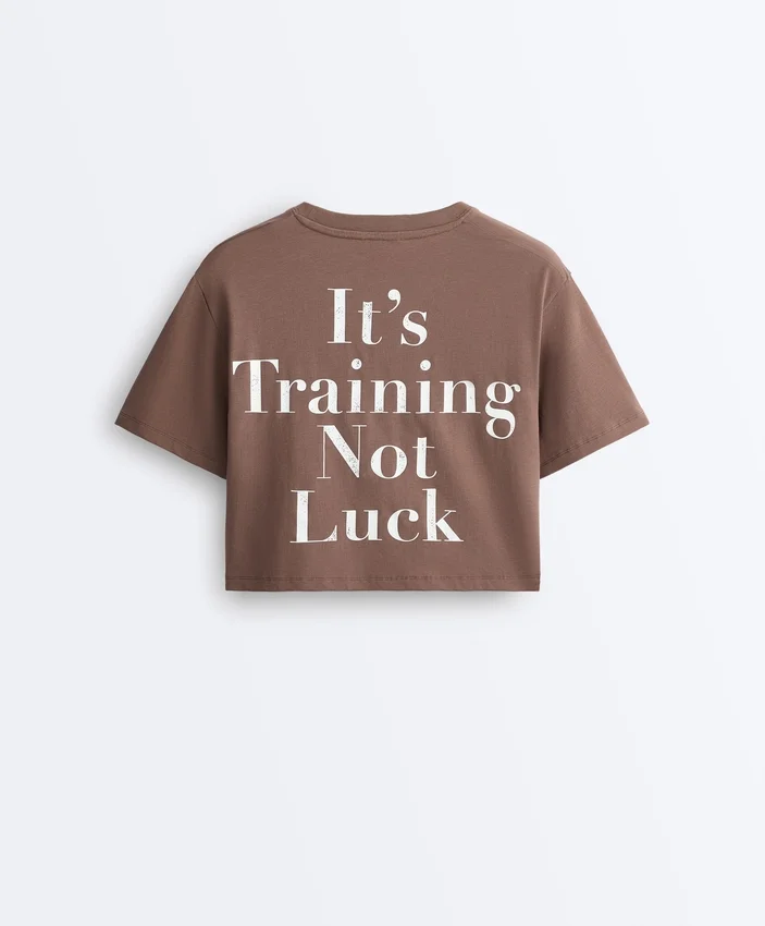 Boxy Cropped Cotton Blend Slogan T-Shirt Boxy Cropped Cotton Blend Slogan T-Shirt