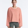 Boxy Long-Sleeved Stripe 100% Cotton T-Shirt Boxy Long-Sleeved Stripe 100% Cotton T-Shirt