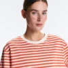 Boxy Long-Sleeved Stripe 100% Cotton T-Shirt Boxy Long-Sleeved Stripe 100% Cotton T-Shirt