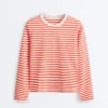 Boxy Long-Sleeved Stripe 100% Cotton T-Shirt Boxy Long-Sleeved Stripe 100% Cotton T-Shirt