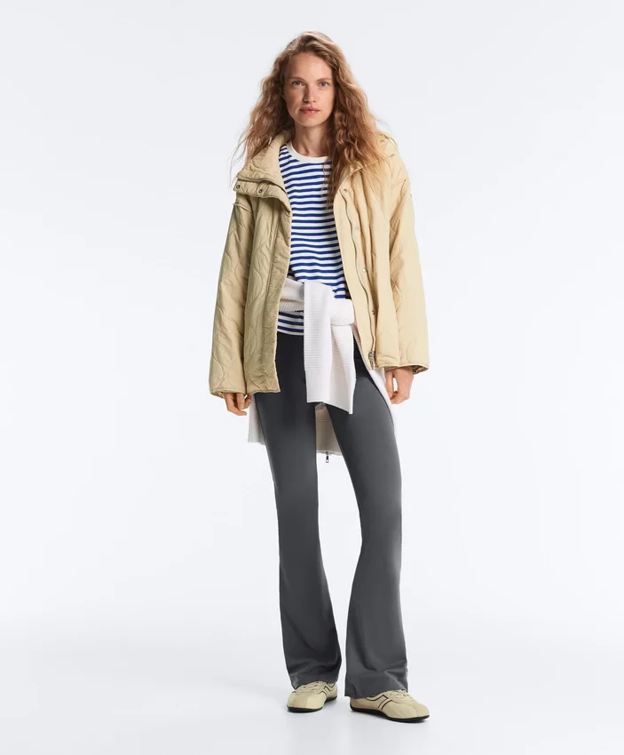 Boxy Long-Sleeved Stripe 100% Cotton T-Shirt Boxy Long-Sleeved Stripe 100% Cotton T-Shirt