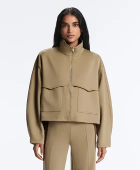Boxy Neoprene-Effect Jacket