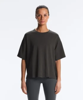 Boxy Short-Sleeve Cotton Blend T-Shirt