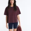 Boxy Short Sleeve Striped Cotton Blend T-Shirt Boxy Short Sleeve Striped Cotton Blend T-Shirt