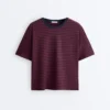Boxy Short Sleeve Striped Cotton Blend T-Shirt Boxy Short Sleeve Striped Cotton Blend T-Shirt