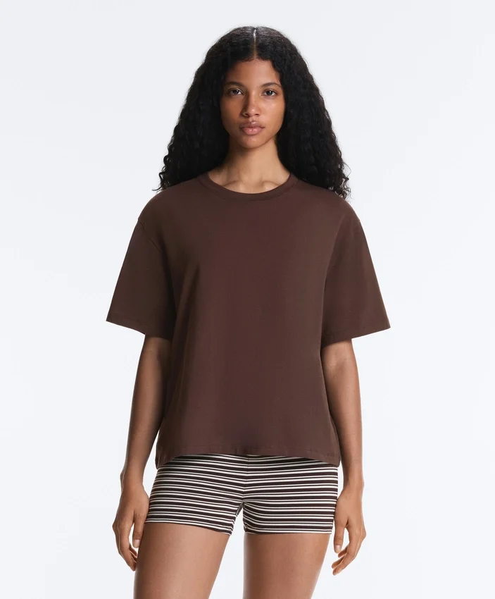 Boxy Short-Sleeved Cotton Blend T-Shirt Boxy Short-Sleeved Cotton Blend T-Shirt